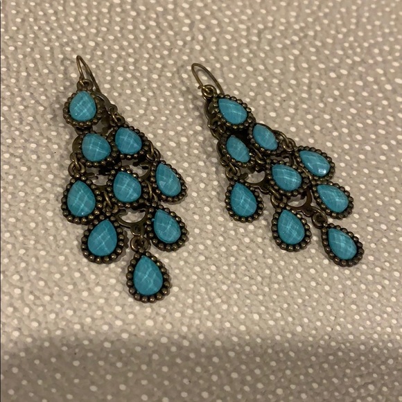 Faux turquoise chandelier earrings